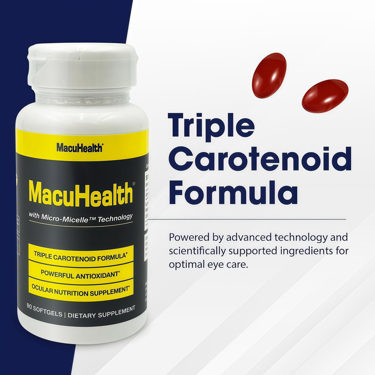 Macuhealth Triple Carotenoid Formula - Eye Vitamins for Adults, 90 Softgels 90-Day Supply, Lutein, Zeaxanthin & Meso-Zeaxanthin, Micro-Micelle Technology, Eye Health Support