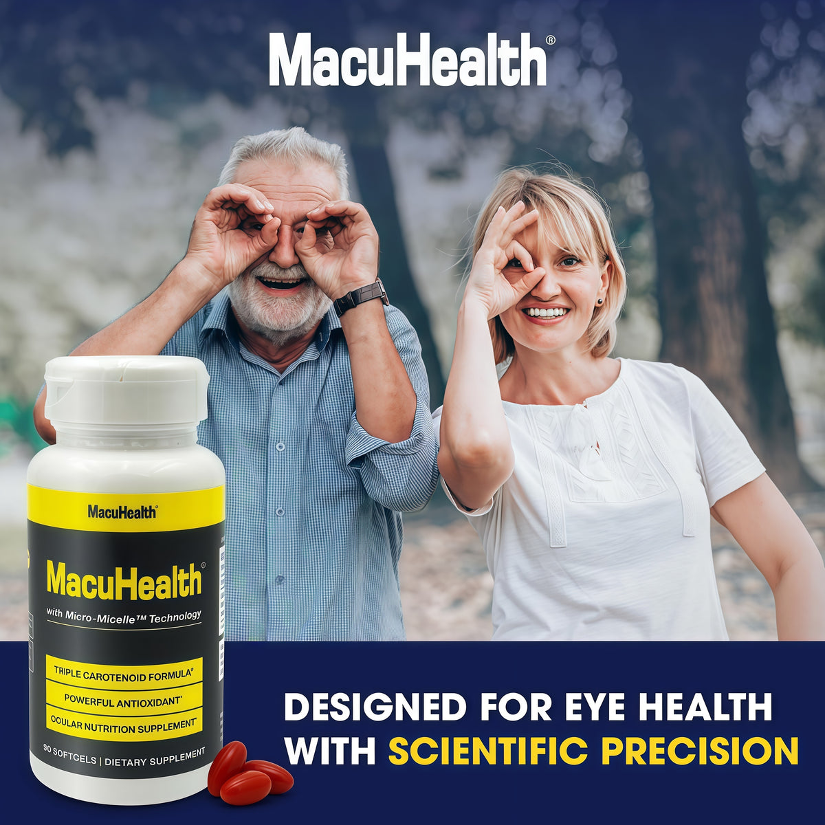 Macuhealth Triple Carotenoid Formula - Eye Vitamins for Adults, 90 Softgels 90-Day Supply, Lutein, Zeaxanthin & Meso-Zeaxanthin, Micro-Micelle Technology, Eye Health Support